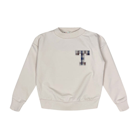 Pearled Ivory Checkered Sweatshirt