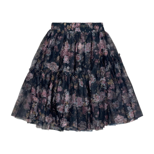 Floral Asymmetrical Tulle Skirt