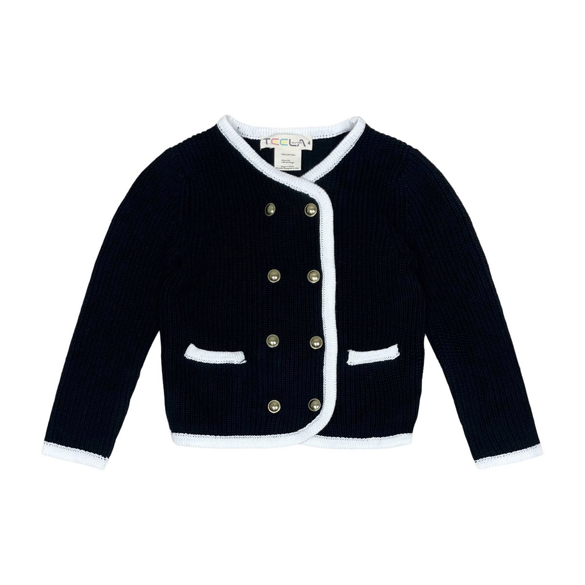 Black / White Piping Knit Blazer