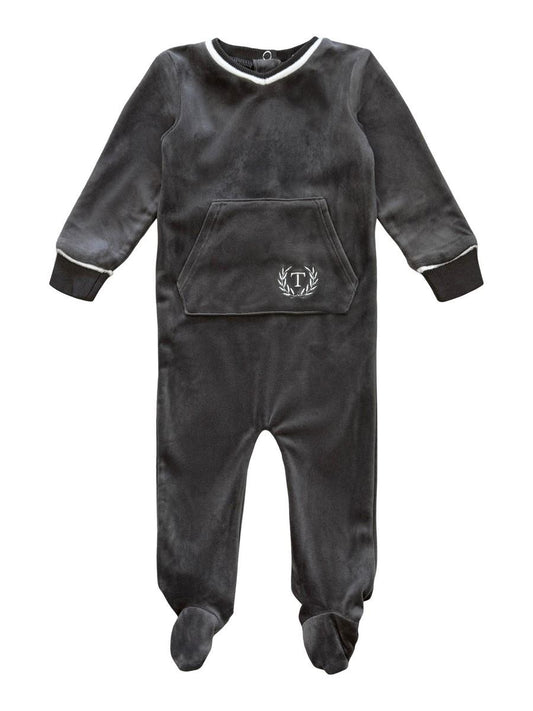 Grey Velour Footie