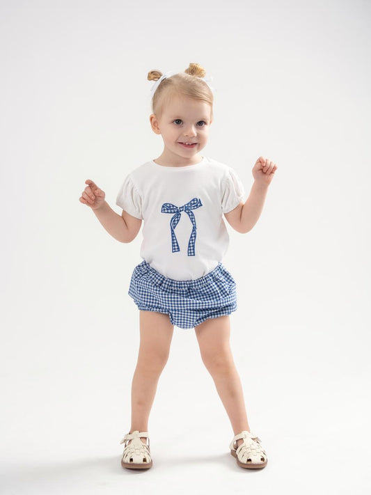 Blue Gingham Baby Girl Set