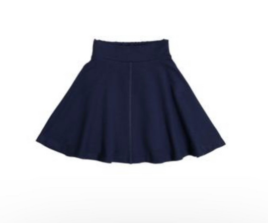 Navy Basic Knit Circle Skirt