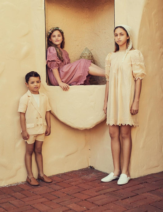 Beige Linen Lace Dress