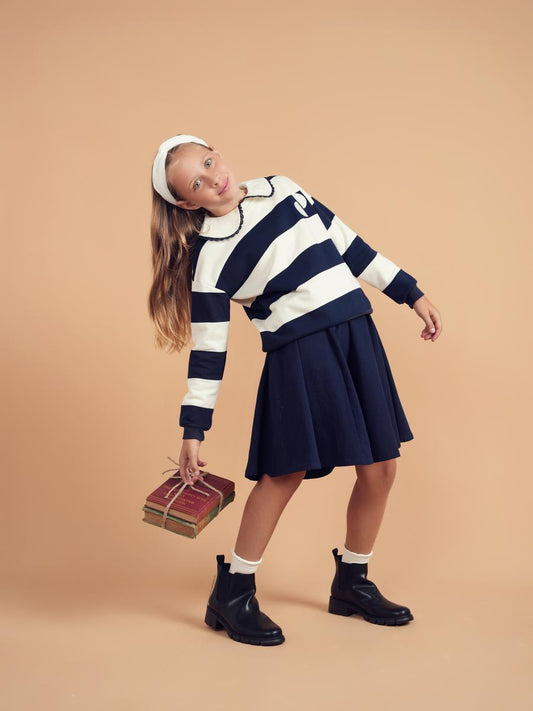 Navy Panel Skirt