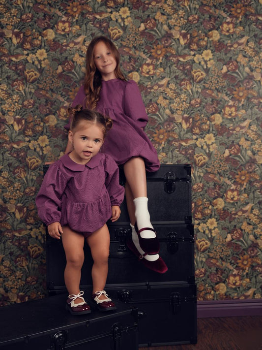 Plum Brocade Romper