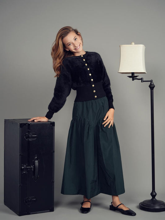 Forest Magnolia Midi Skirt