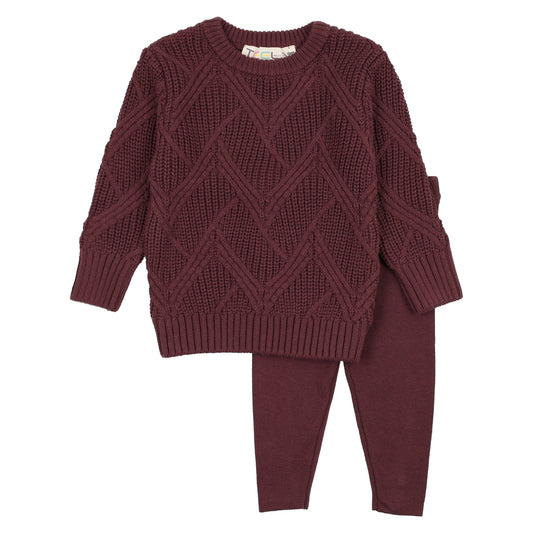 Burgundy Geo Baby Set