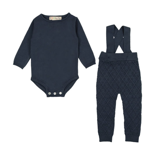 Navy Cable Boy Overall Set
