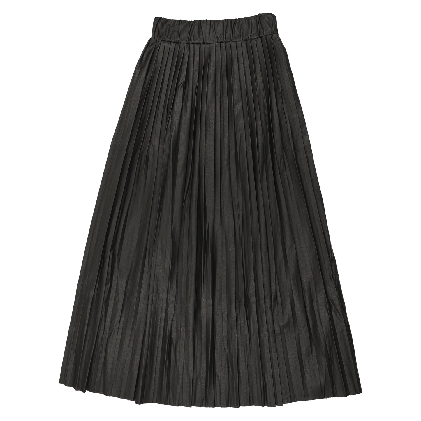 Black Teen Leather Midi Skirt