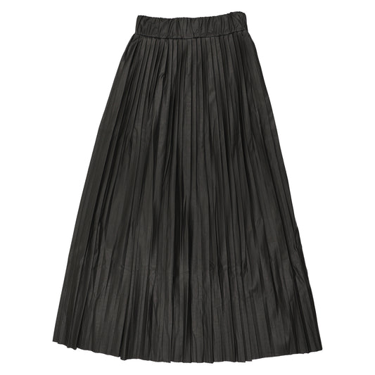 Black Teen Leather Midi Skirt