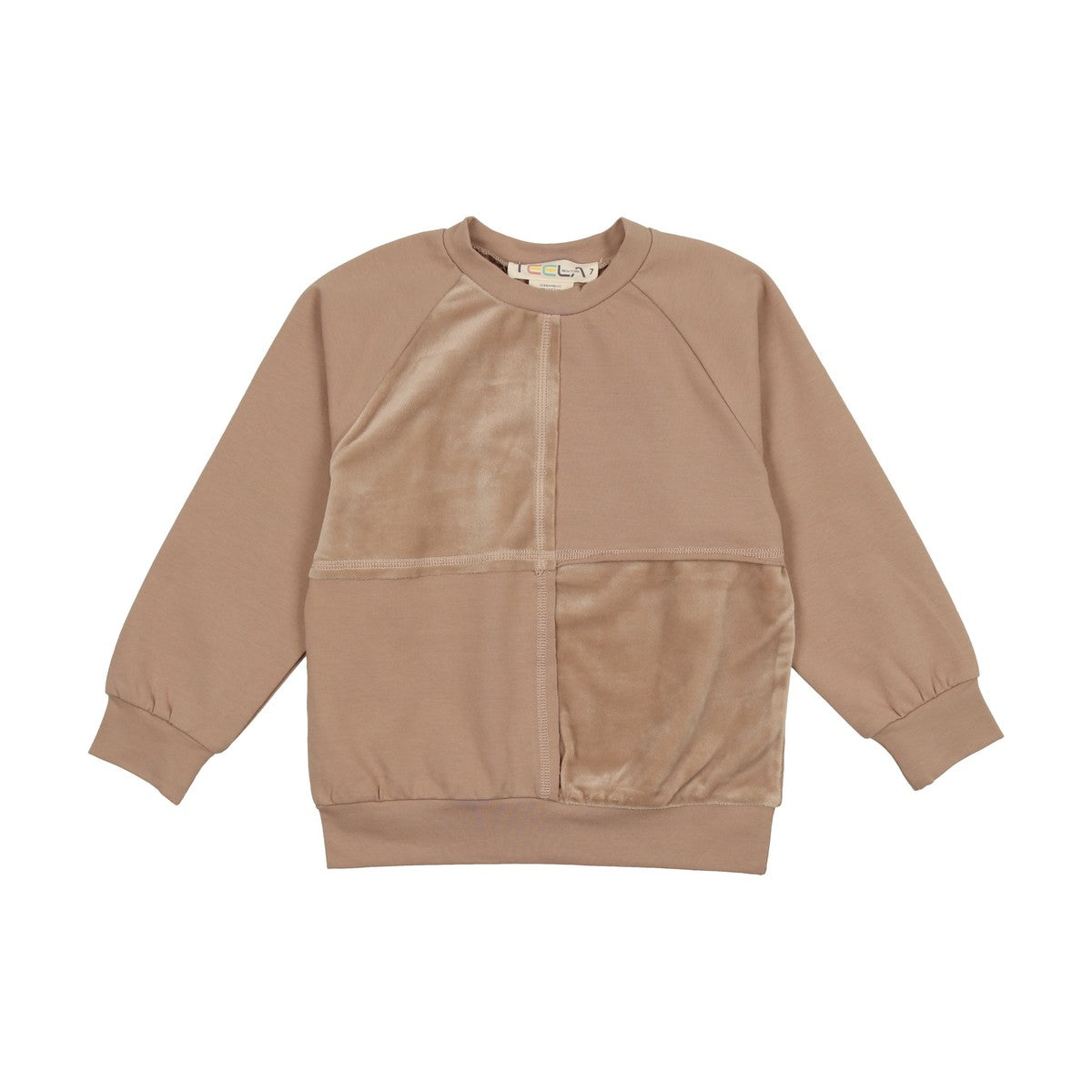 Desert Taupe Velour Patchwork Top