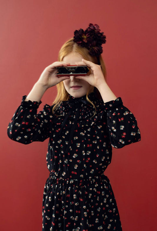 Red Floral Print Ruffle Skirt