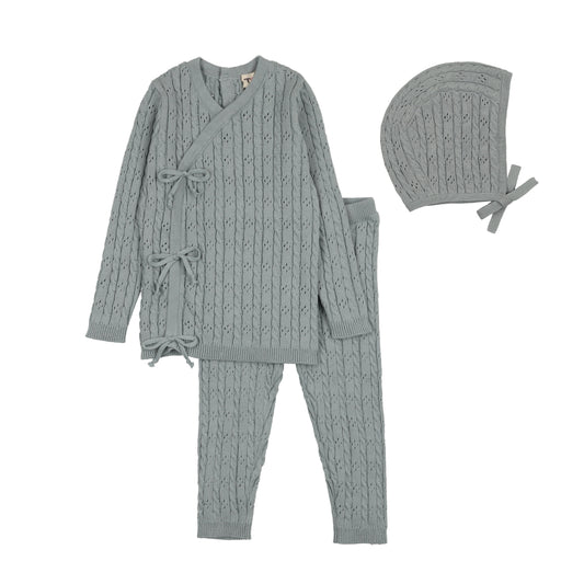 Powder Blue Boy Side Knit Set