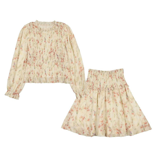 Yellow Print Smocked Set