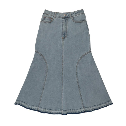 Light Denim Midi Denim Skirt