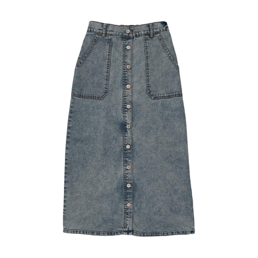 Medium Denim Button Down Midi Skirt