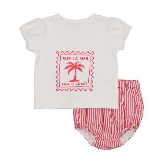 Pink Seersucker Baby Set