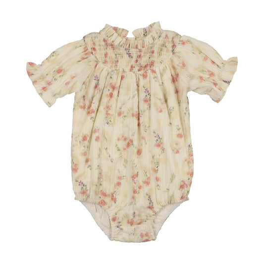 Yellow Print Smocked Romper/Set