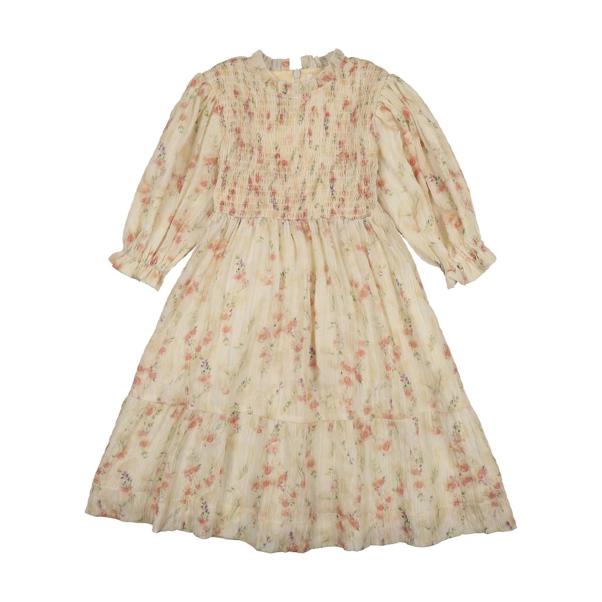 Yellow Print Smocked Dress