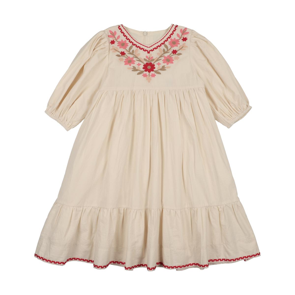 Vanilla Floral Embroidery Dress