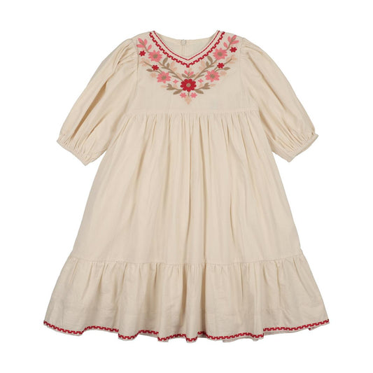 Vanilla Floral Embroidery Dress