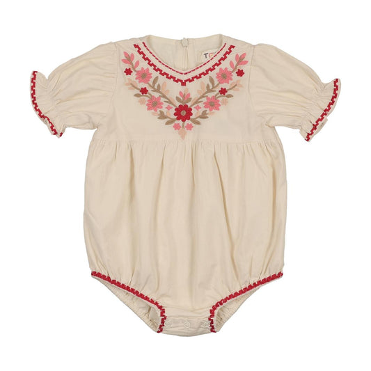 Vanilla Floral Embroidery Romper/Set
