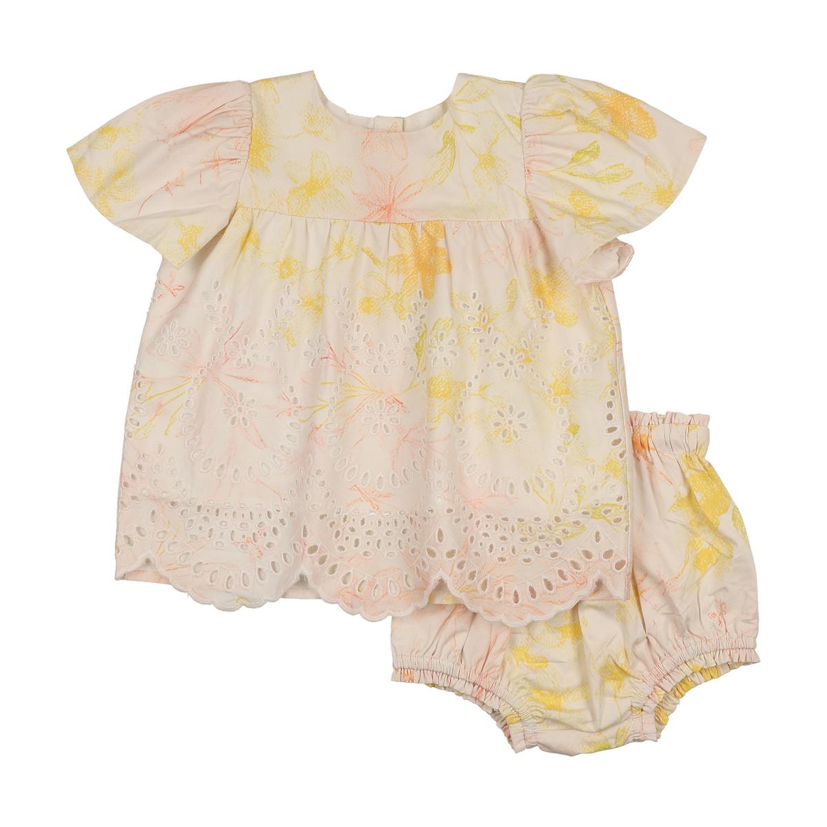 Print Eyelet Romper/Set