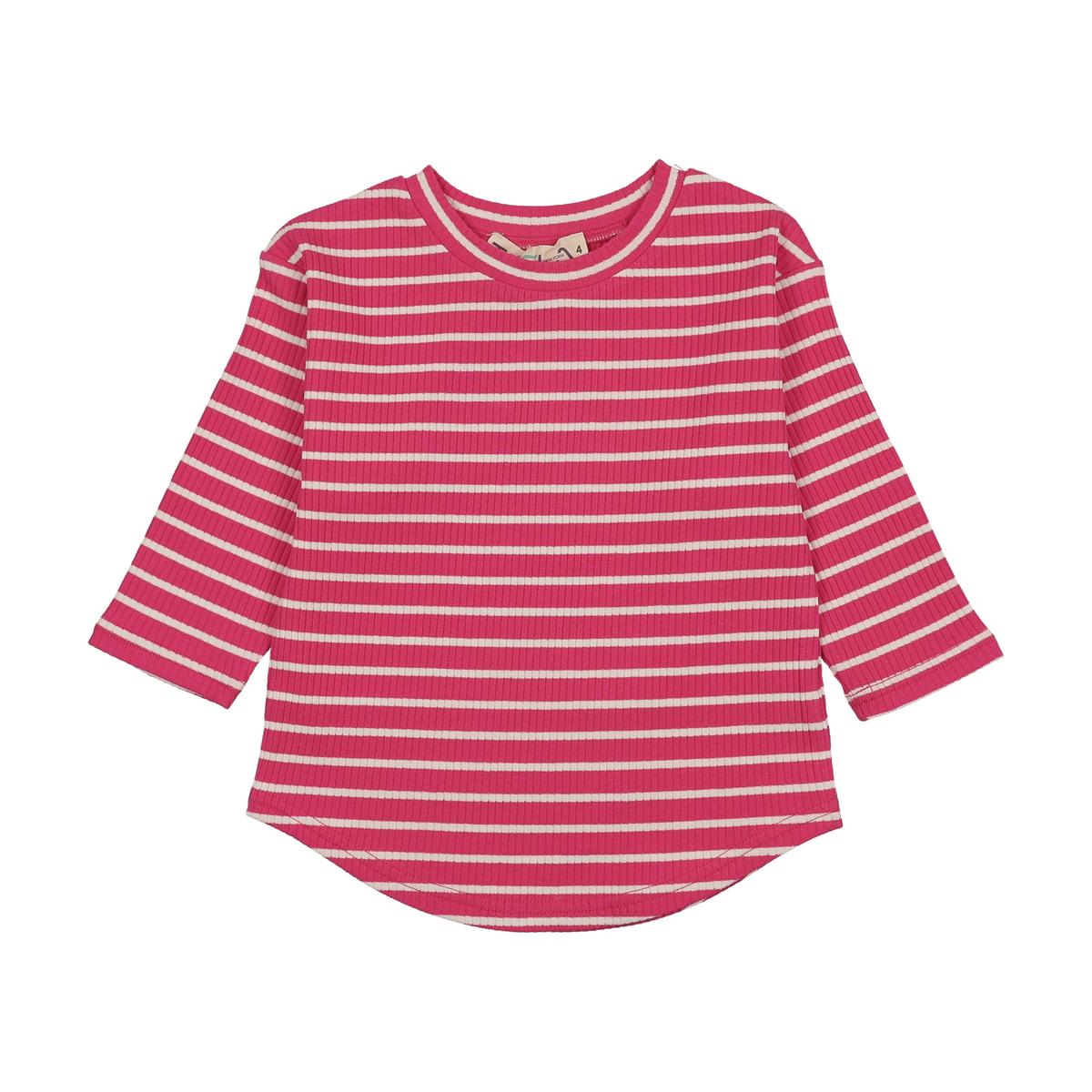 Pink Stripe Ribbed Tee