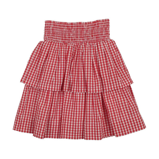 Coral Gingham Skirt