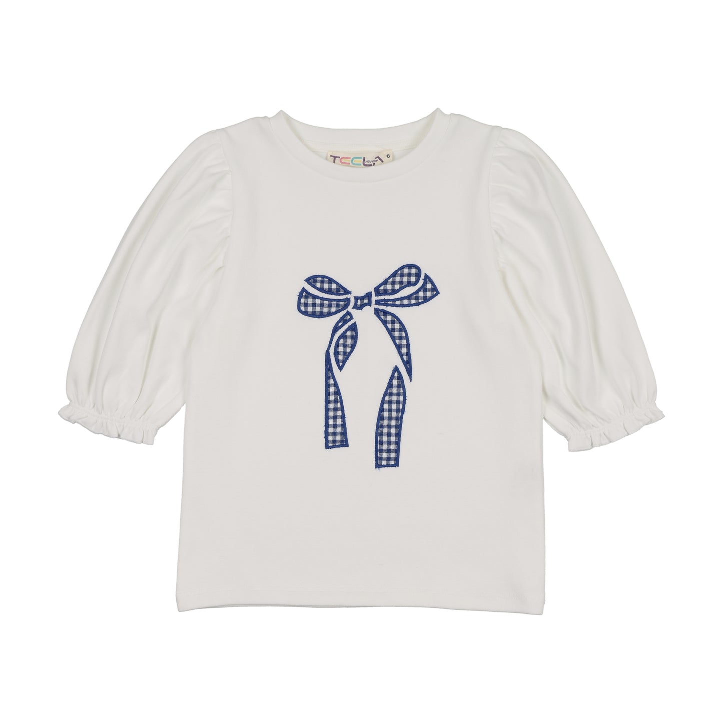 Blue Gingham Bow Top