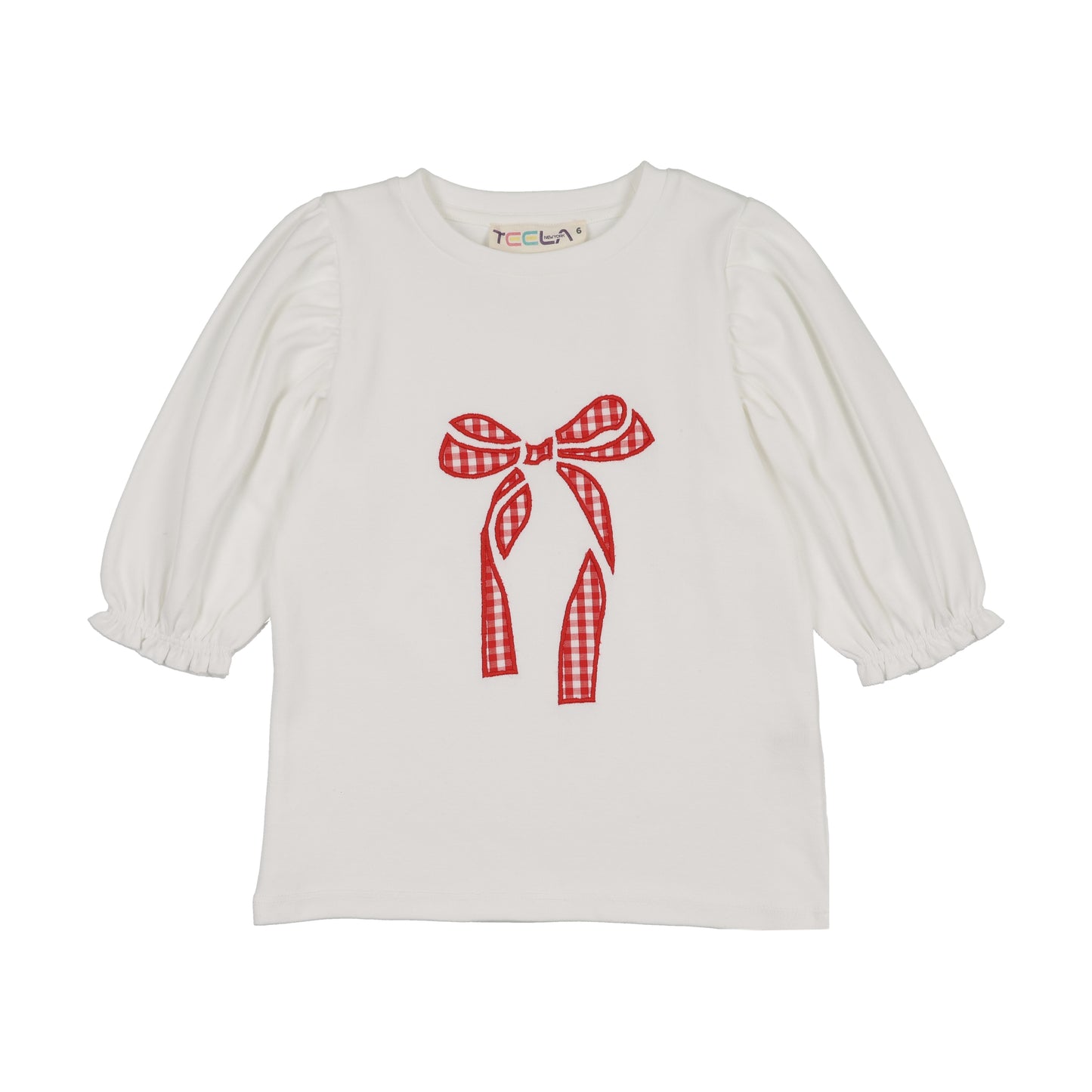 Coral Gingham Bow Top