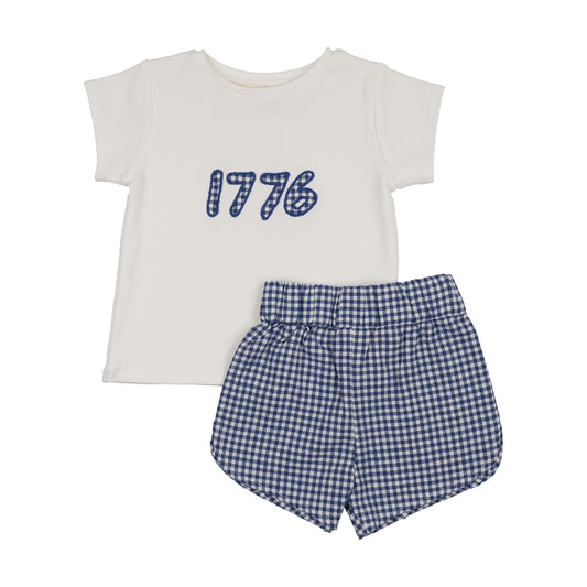 Blue Gingham Baby Boy Set