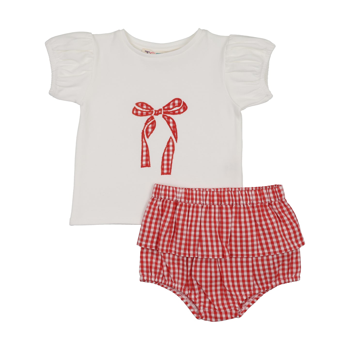 Coral Gingham Baby Girl Set