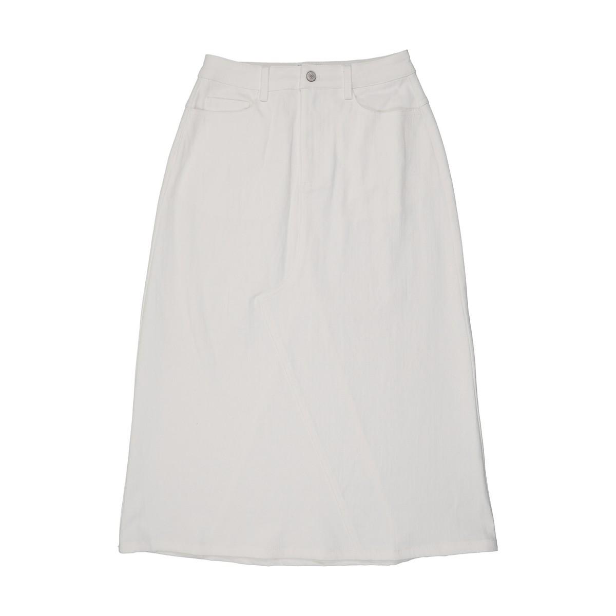 White A-Line Denim Maxi Skirt