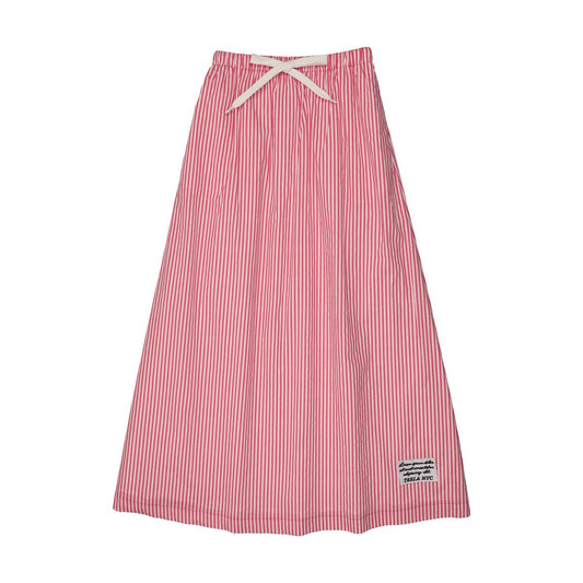 Pink Seersucker Maxi Skirt